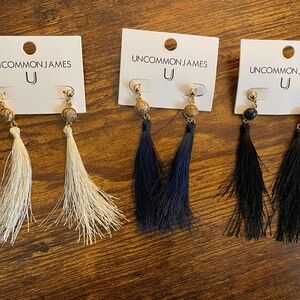 Uncommon James Earrings set of three, cream, blue and black